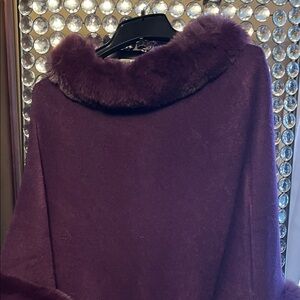Elegant Purple Fur-Trimmed Sweater